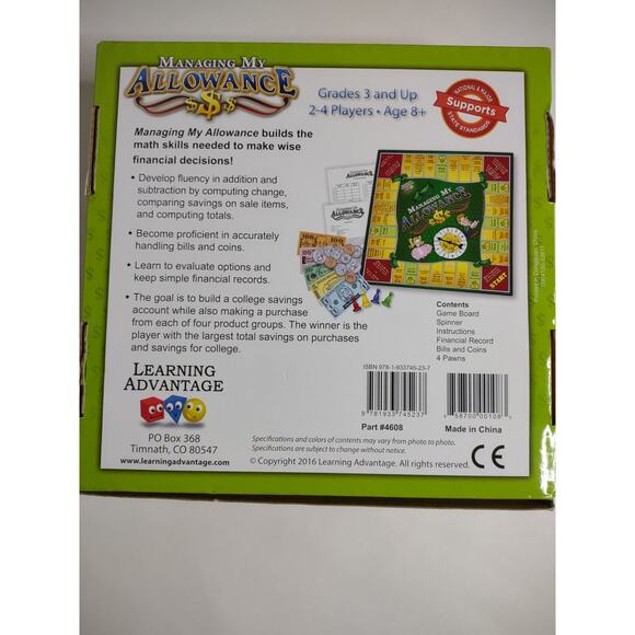Managing My Allowance: Real Life Math Board Game 2016 Open bx STEM Financial Lit - Picture 3 of 4